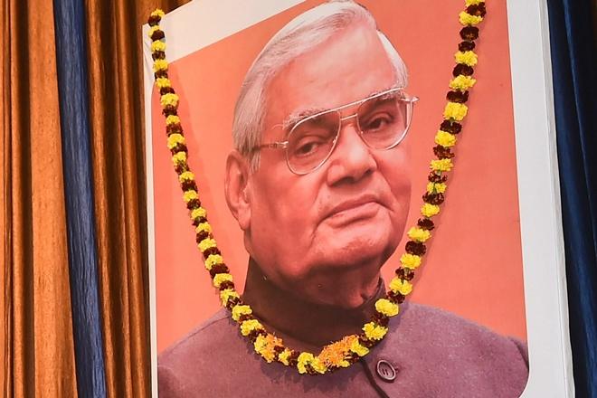 Image result for Vajpayee's portrait unveiled in Central Hall of Parliament
