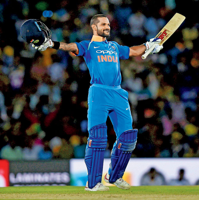 Shikhar Dhawan skips fielding during Australia’s batting after being ...